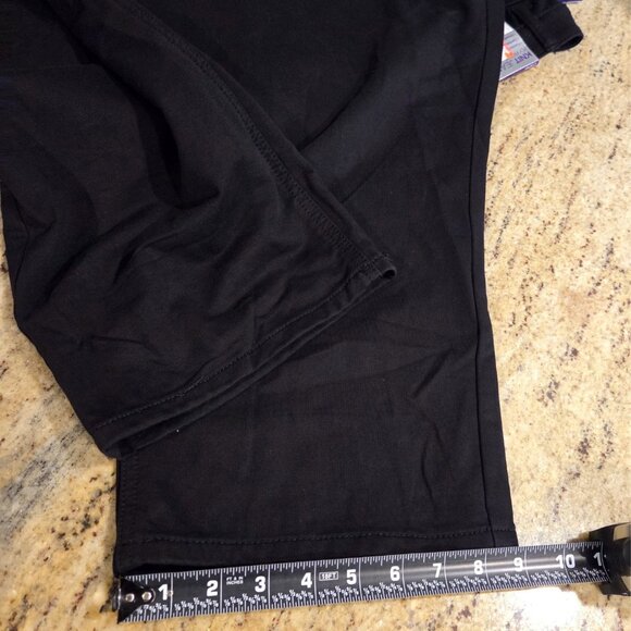Catherines Womens Size 3X Knit Jean Fly Front Black Stretch French Terry Capri - Picture 6 of 13